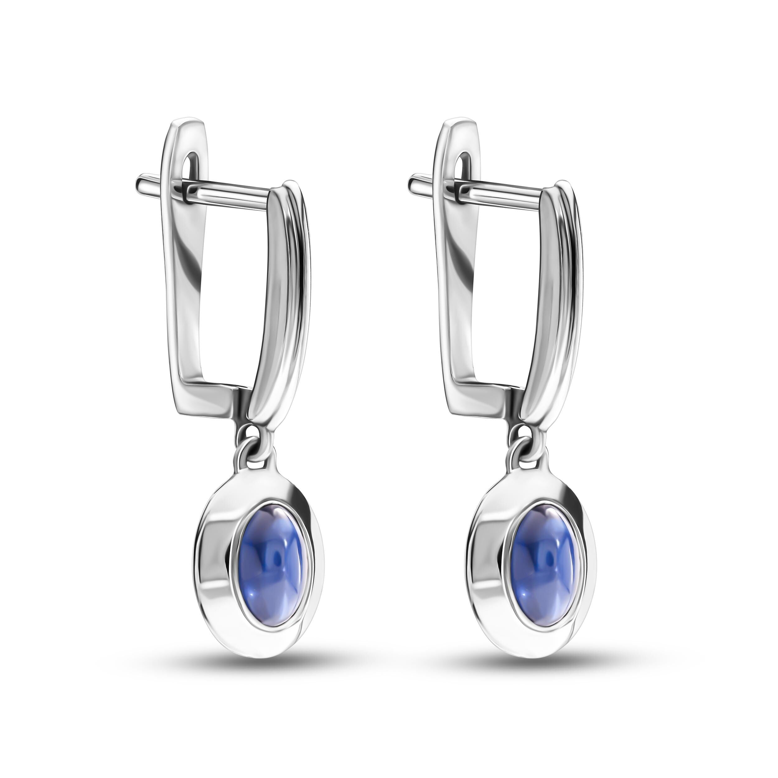 Handcrafted White Gold Sapphire classic Earrings
