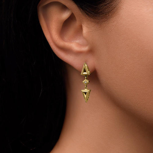"Dance of Forms" Yellow Gold Diamond Earrings Handcrafted