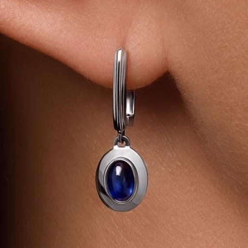 Handcrafted White Gold Sapphire classic Earrings