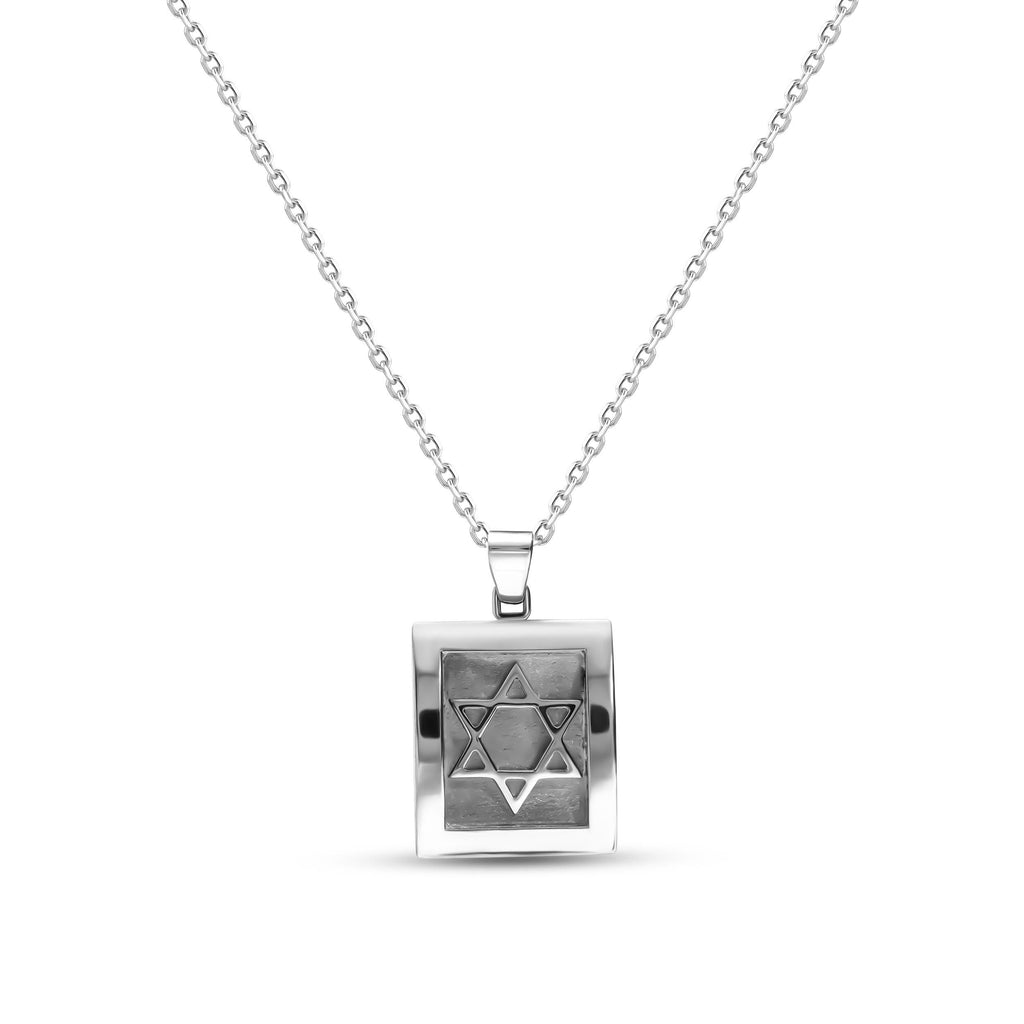 White Gold Star of Magen David Pendant Handcrafted