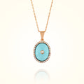 Gold Turquoise Pendant with Diamonds