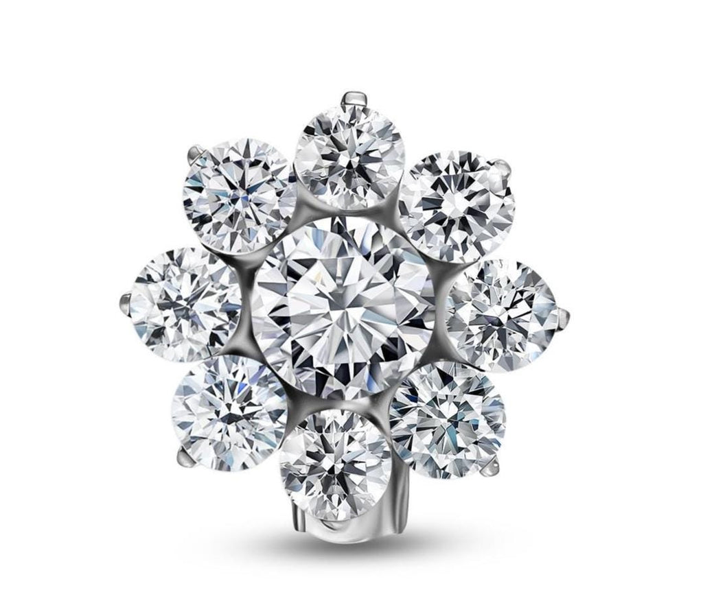 White Gold Diamond Flower Earrings