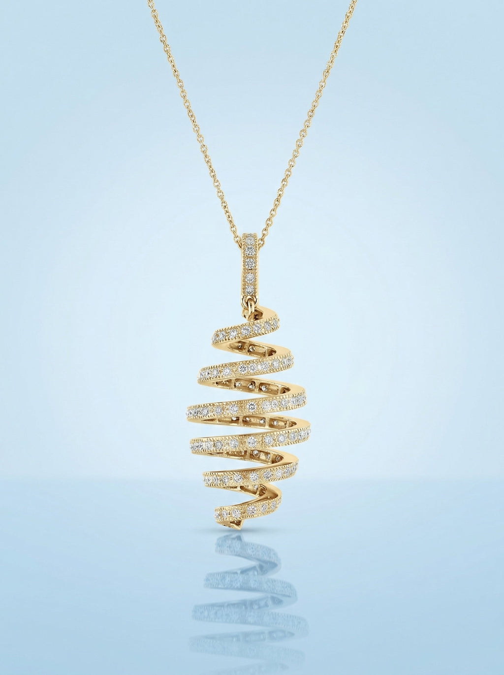 Handcrafted Gold Spiral Diamond Pendant Necklace