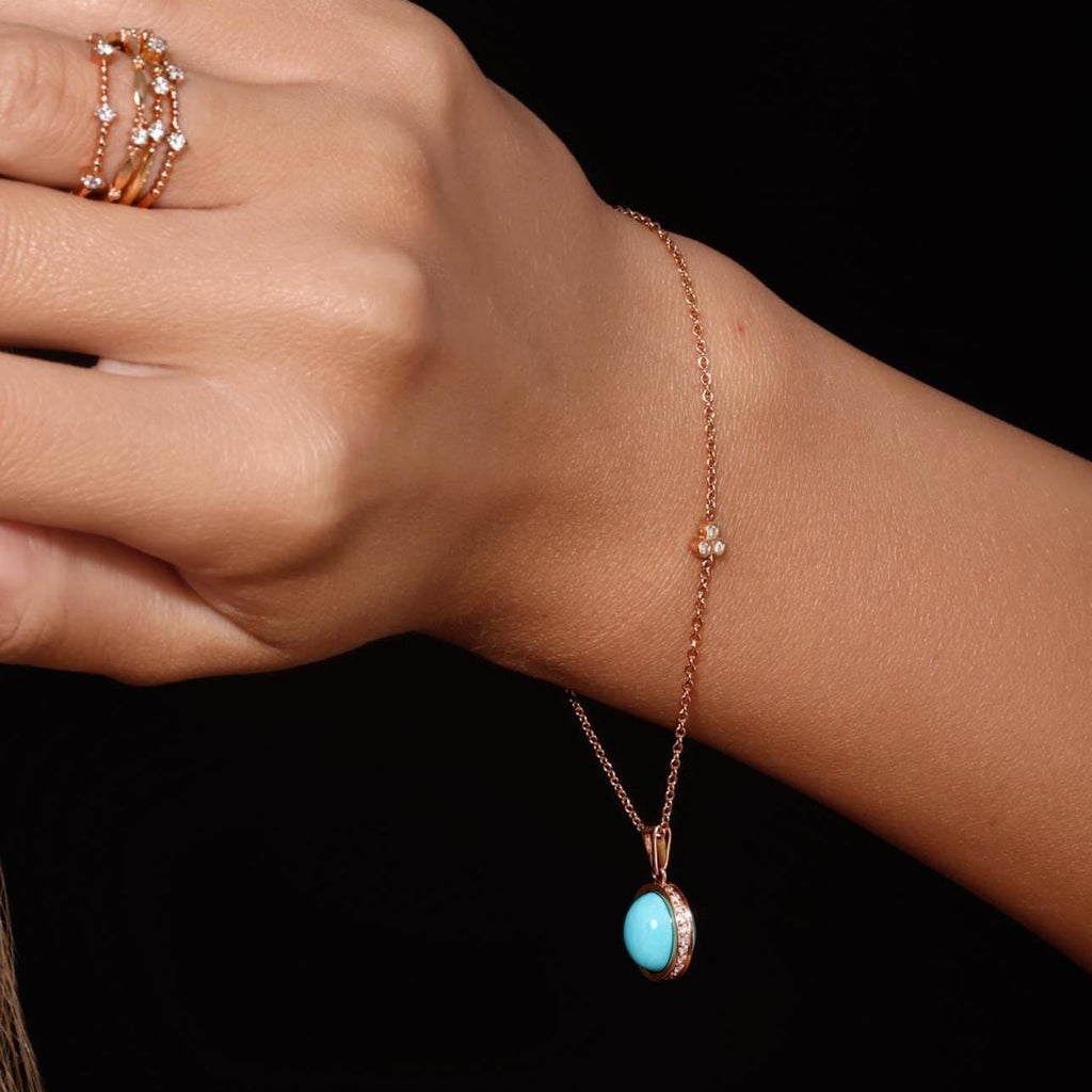 Rose Gold Turquoise Pendant
