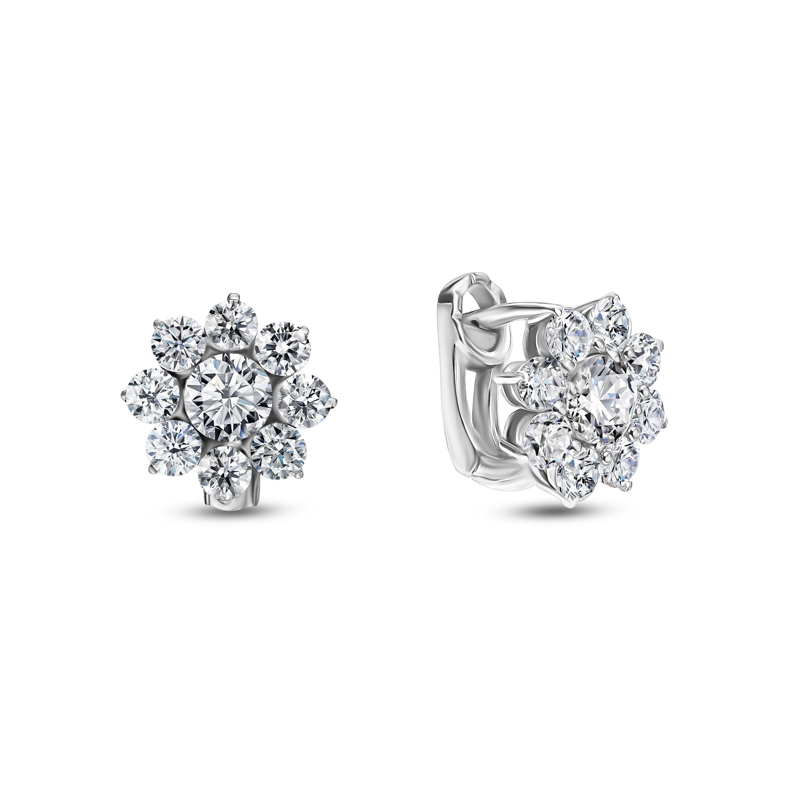 White Gold Diamond Flower Earrings