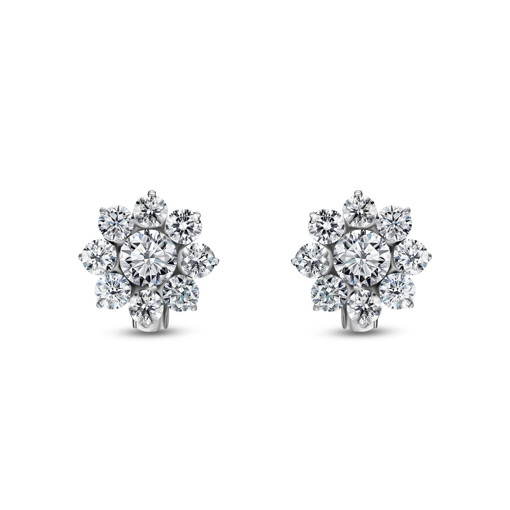 White Gold Diamond Flower Earrings