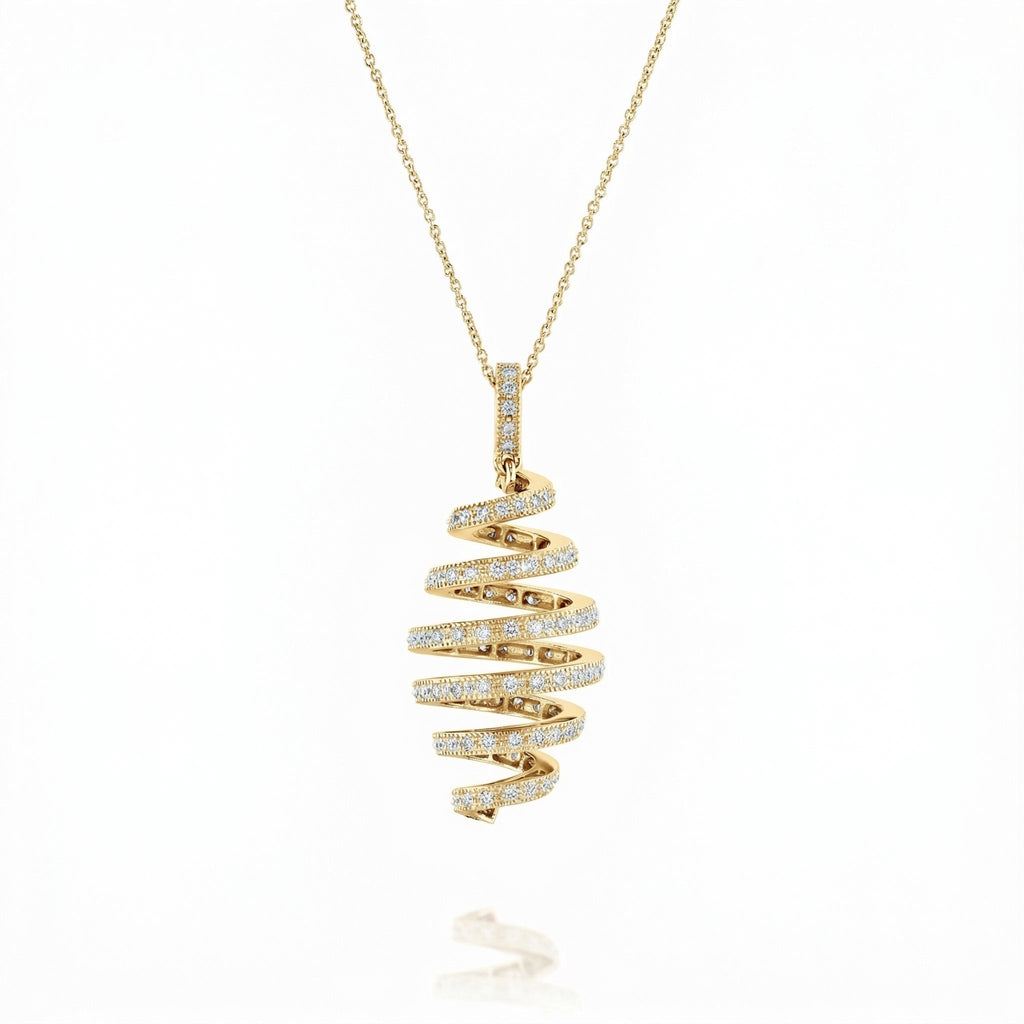Handcrafted Gold Spiral Diamond Pendant Necklace